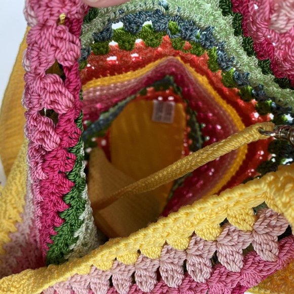 The Sak Large Rainbow Crochet Tote with Attached Coin Purse 13" x 16" x 5" - Picture 6 of 6